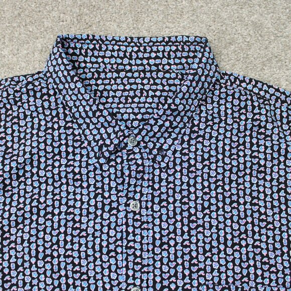 Tori Richard AOP Shirt Mens 2XL XXL Blue Beach All Over Print Stretch S/S Button - Picture 6 of 13